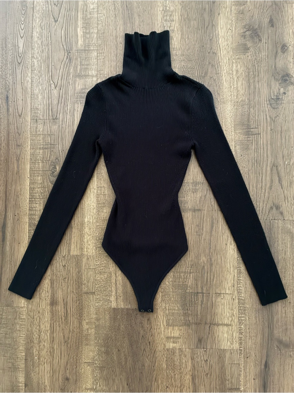 Abercrombie & Fitch Black Ribbed Turtleneck Long-Sleeve Soft Bodysuit